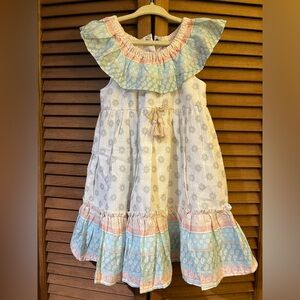 🔴JOIE | 2T | Sleeveless Flowing Dress | White Light Blue & Peach